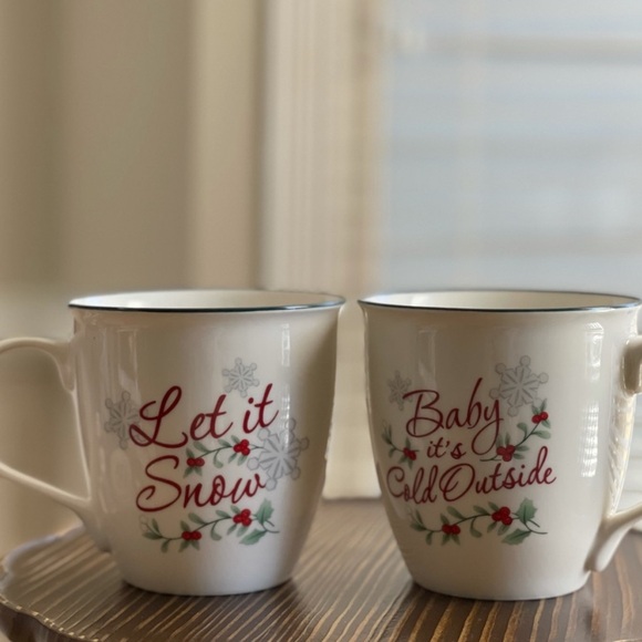 Pfaltzgraff Winterberry Two Mug Set: Let It Snow, Baby It’s Cold Outside - Picture 2 of 7